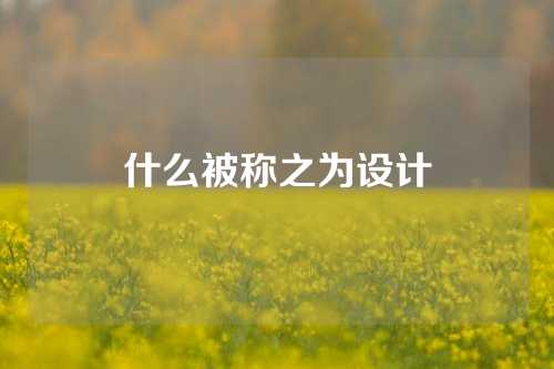 什么被称之为设计