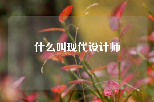 什么叫现代设计师