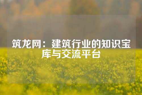 筑龙网：建筑行业的知识宝库与交流平台