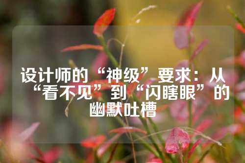 设计师的“神级”要求：从“看不见”到“闪瞎眼”的幽默吐槽