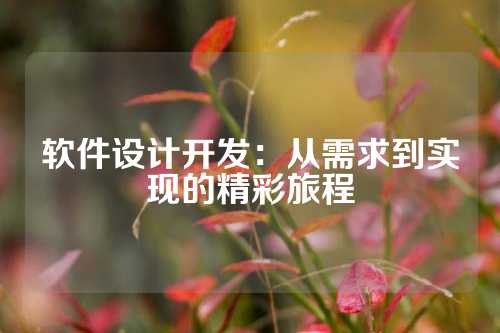 软件设计开发:从需求到实现的精彩旅程